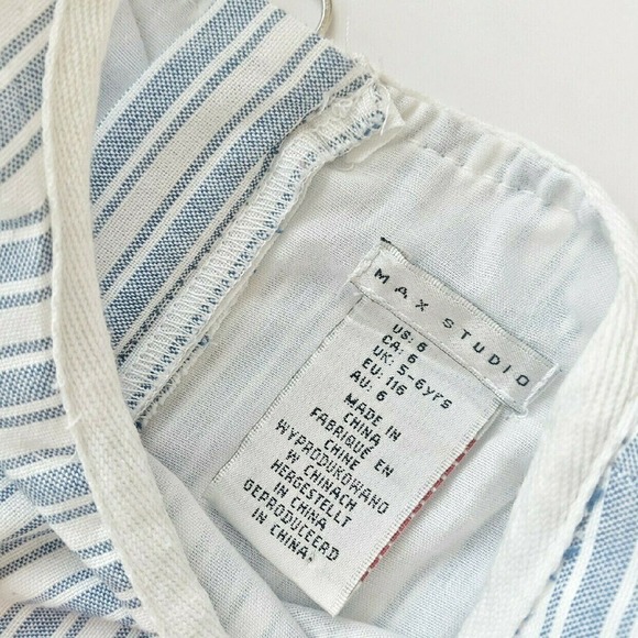 Girls 6 Pinstripe Chambray Max Studio Dress Worn Once Easter Like Seersucker - Picture 5 of 7